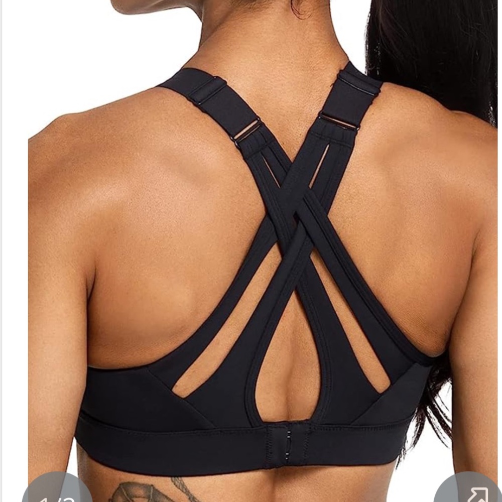 Black Strappy High Impact Sports Bra